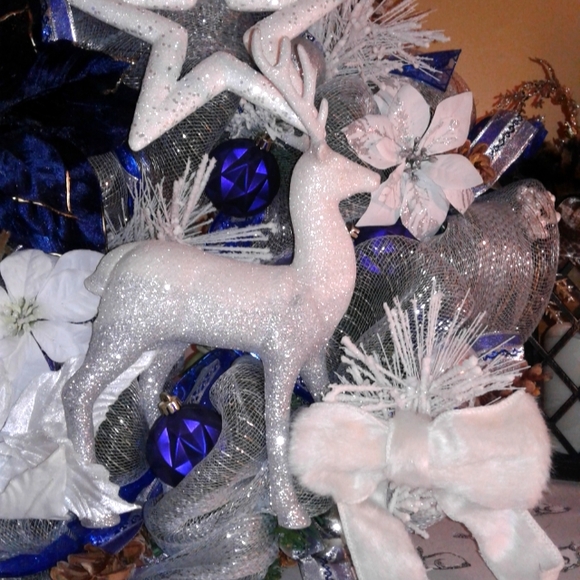Stunning Handmade Christmas Wreath in Blue Tones NWOT - Picture 10 of 11